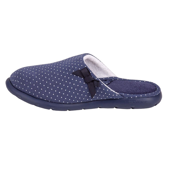Isotoner Ladies iso-flex Spotted Mules Navy Spot Extra Image 3